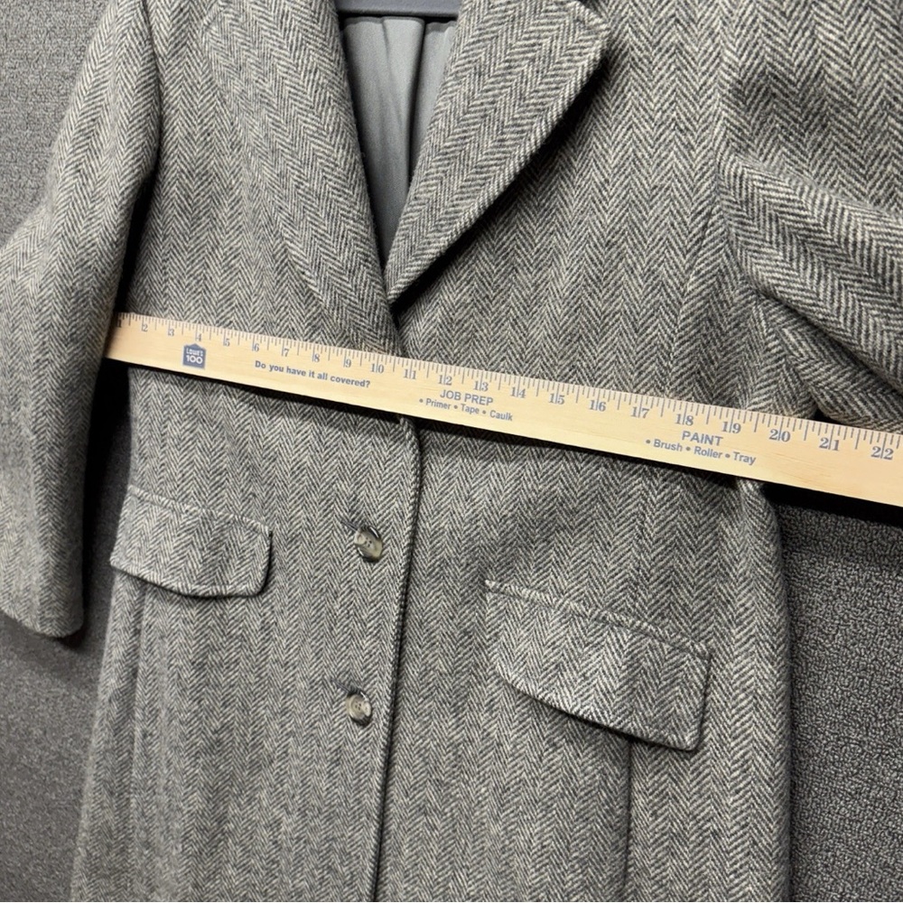 VTG J.G. Hook Women's 10/12P Gray Herringbone Wool Long Coat - Picture 7 of 11